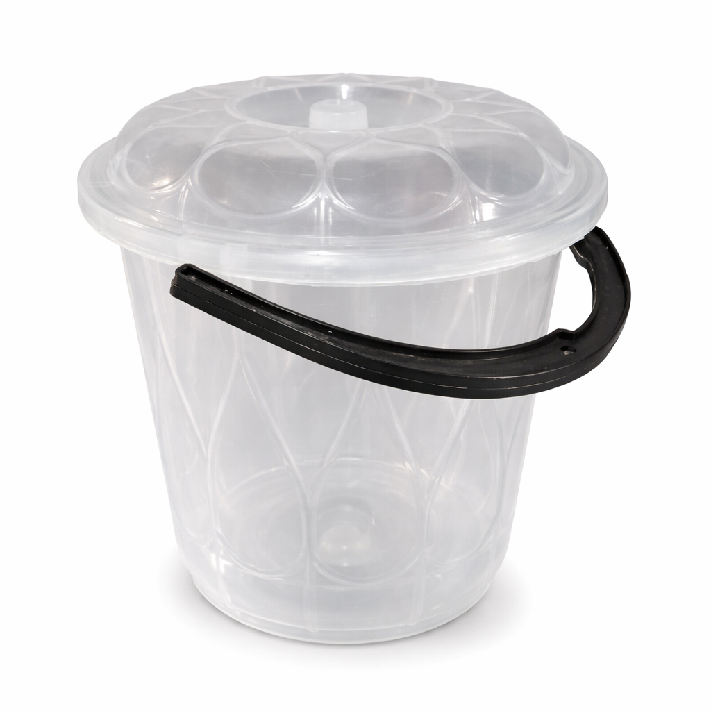 Transparent Plastic Food Storage Bucket with Partition Lid and Handle